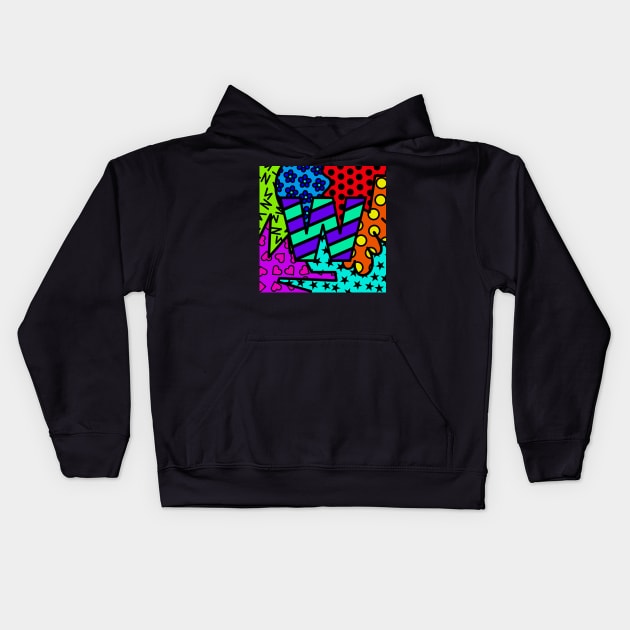 Alphabet Series - Letter W - Bright and Bold Initial Letters Kids Hoodie by JossSperdutoArt